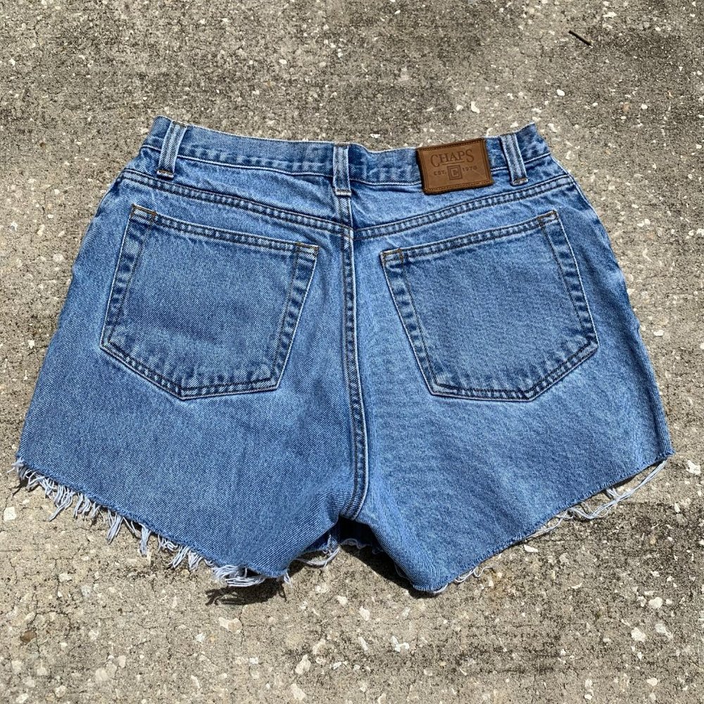 Vintage Chaps High Waisted Distressed Denim Shorts